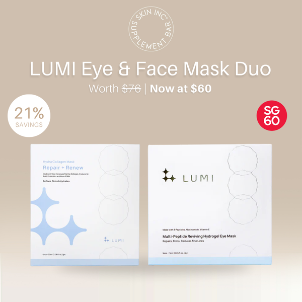 Lumi Multi-Peptide Eye Mask & Hydra Collagen Face Mask Duo Bundle